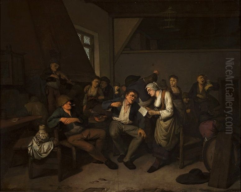 Scene at the inn. Oil Painting by Cornelis Pietersz Bega