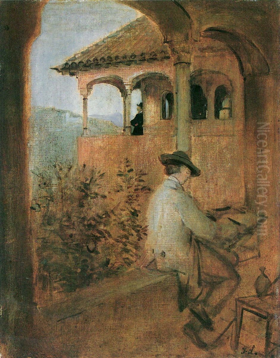 Tocador de la Reina on theAlhambra Oil Painting by Lenbach Franz Von