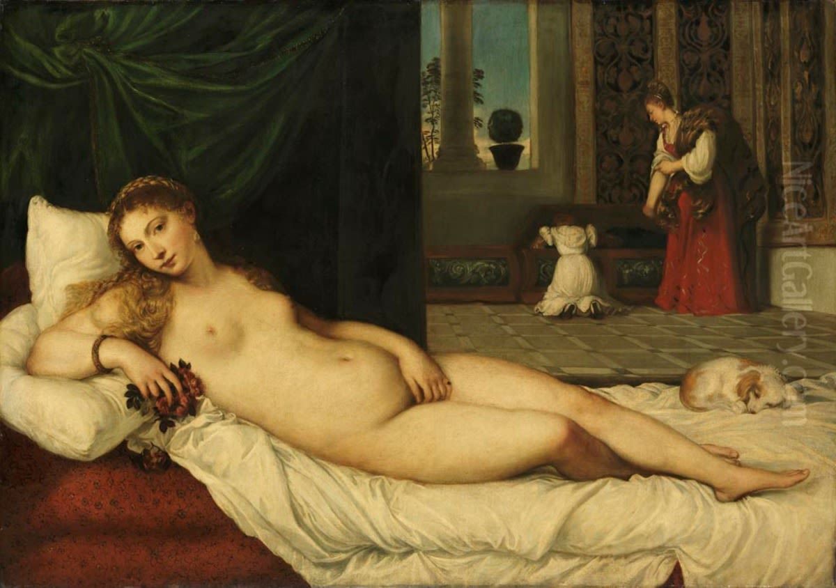 Venus von Urbino Oil Painting by Lenbach Franz Von