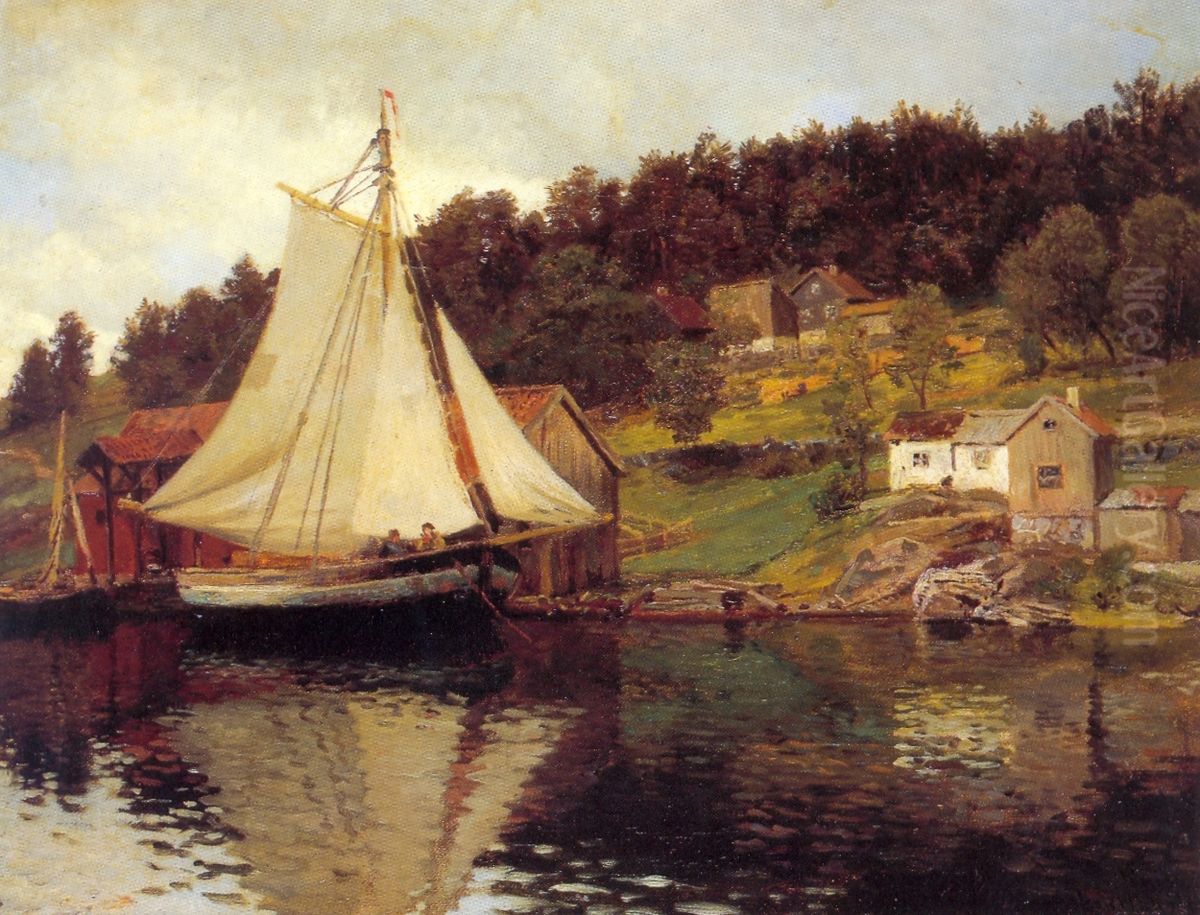 From Sandvika Oil Painting by Hans Gude