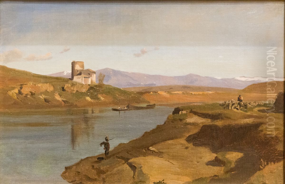 Italian Landscape Oil Painting by Jean-Achille Benouville