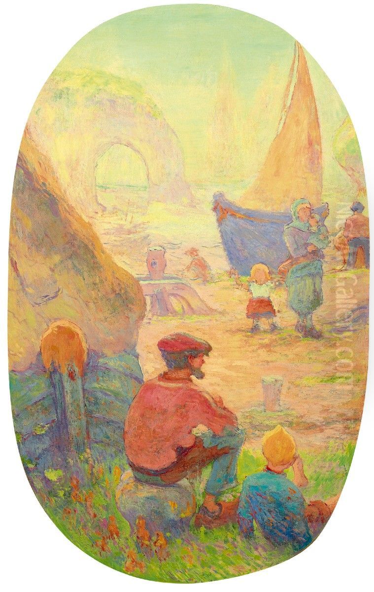 Fishermen in Etretat Oil Painting by Emile Schuffenecker