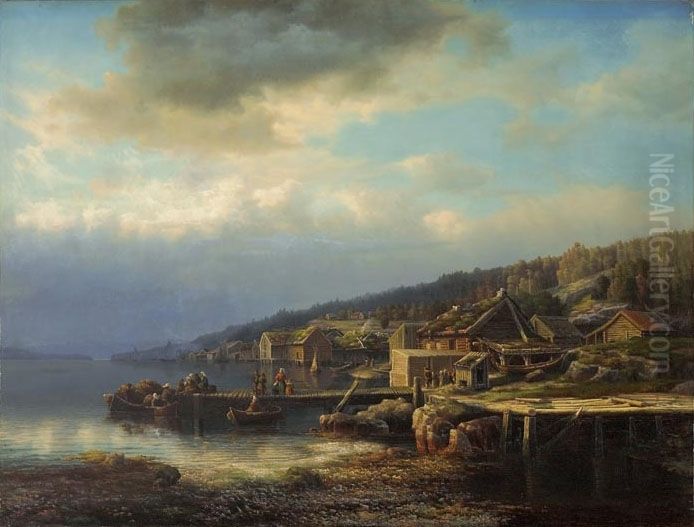 Strandsted, Skanevikskanten Oil Painting by Lars Hertervig