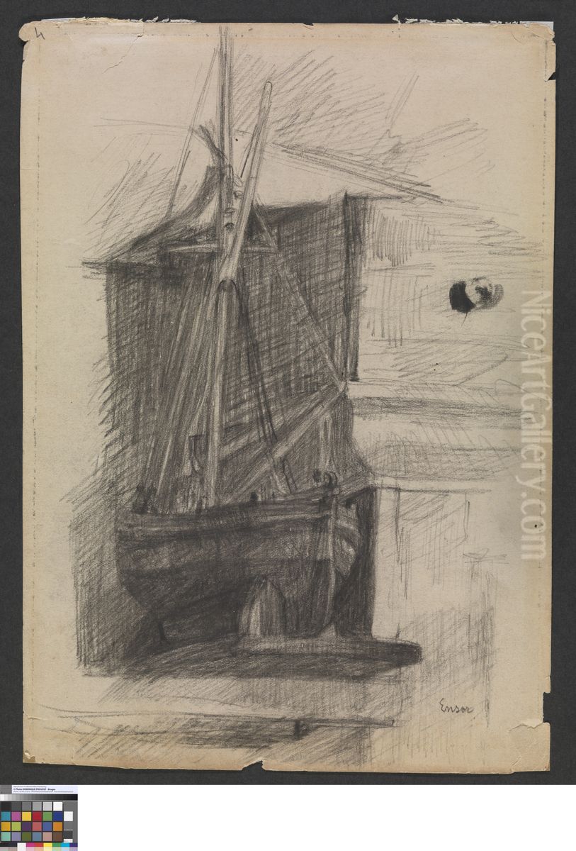 Model of a ship Oil Painting by James Ensor