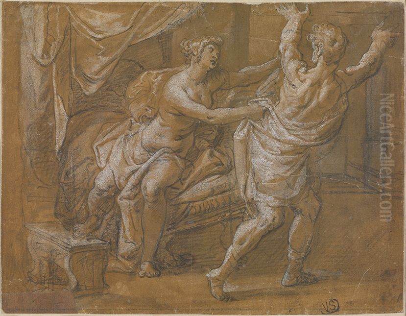 Jozef en de vrouw van Putifar Oil Painting by Hendrick van Balen the Elder