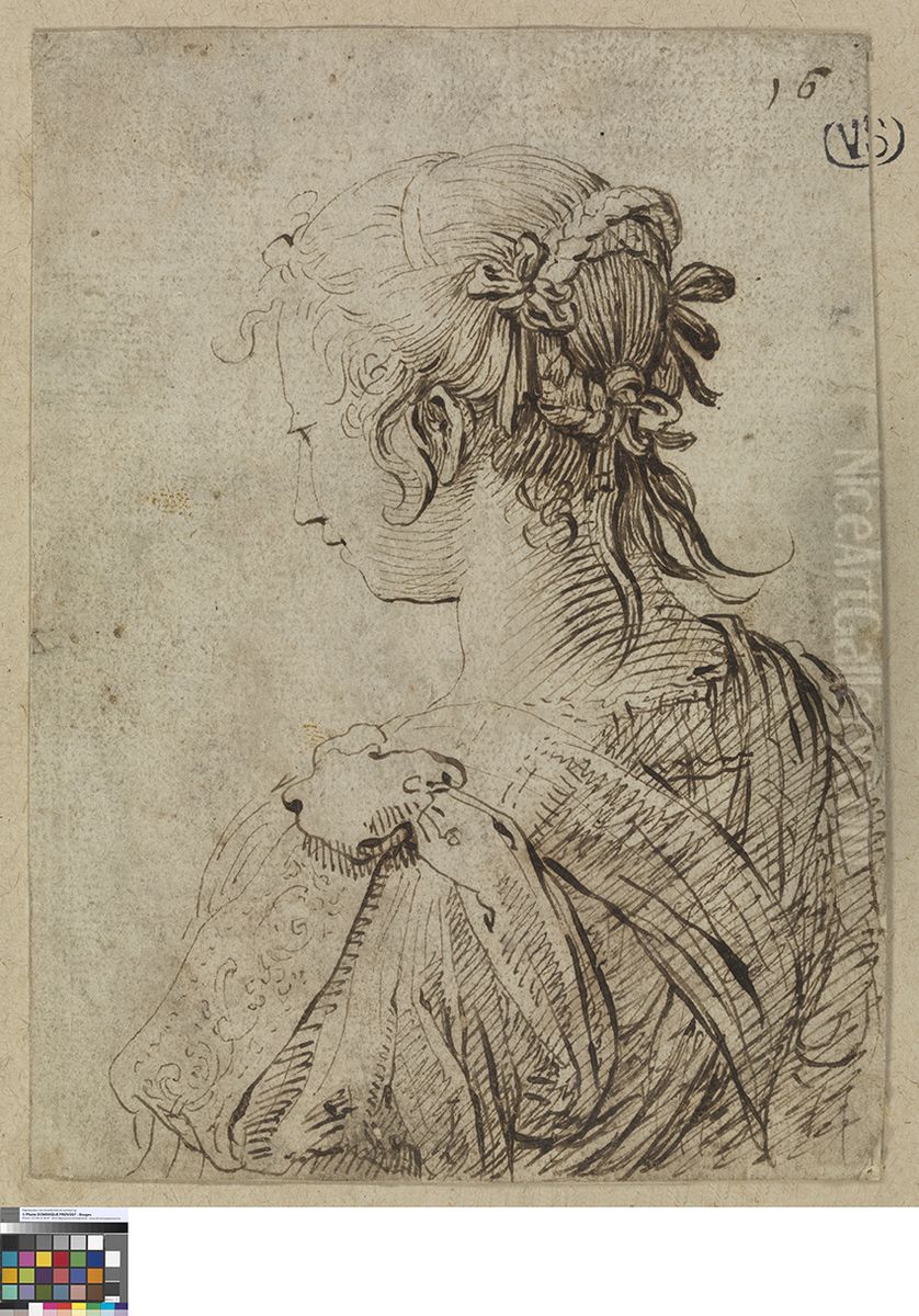 Jong meisje op de rug gezien Oil Painting by Jacob de Gheyn II