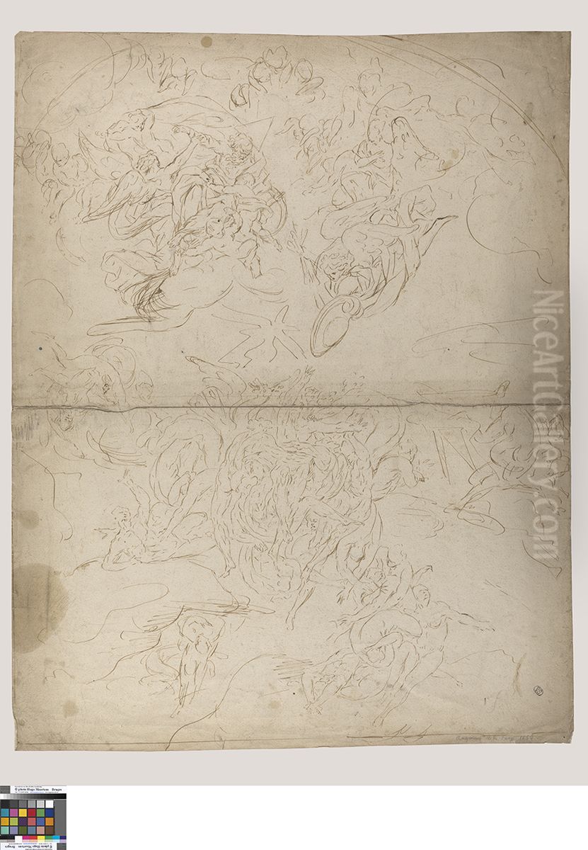 De val van de verdoemde engelen Oil Painting by Raymond Lafage