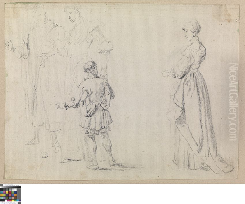 Hoofs gezelschap Oil Painting by Israel Henriet