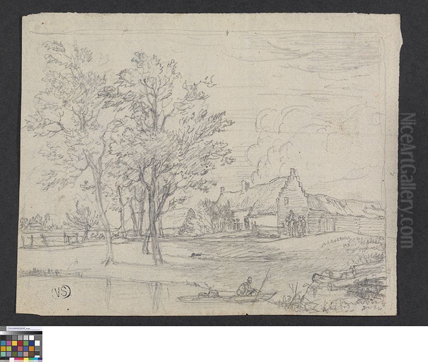 Landschap Oil Painting by Pieter-Frans De Noter