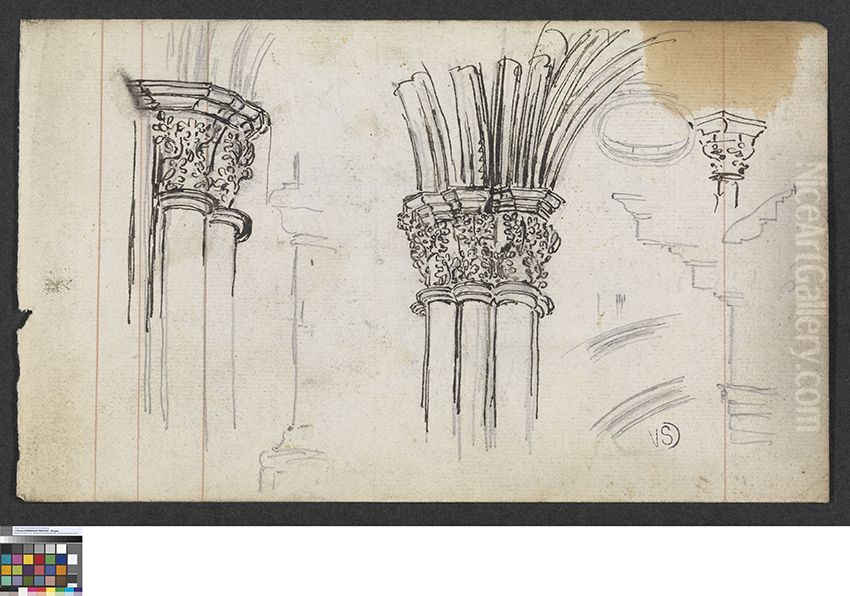 Studies van kapitelen Oil Painting by Pieter-Frans De Noter