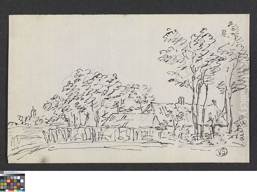 Landschap met hoeve Oil Painting by Pieter-Frans De Noter