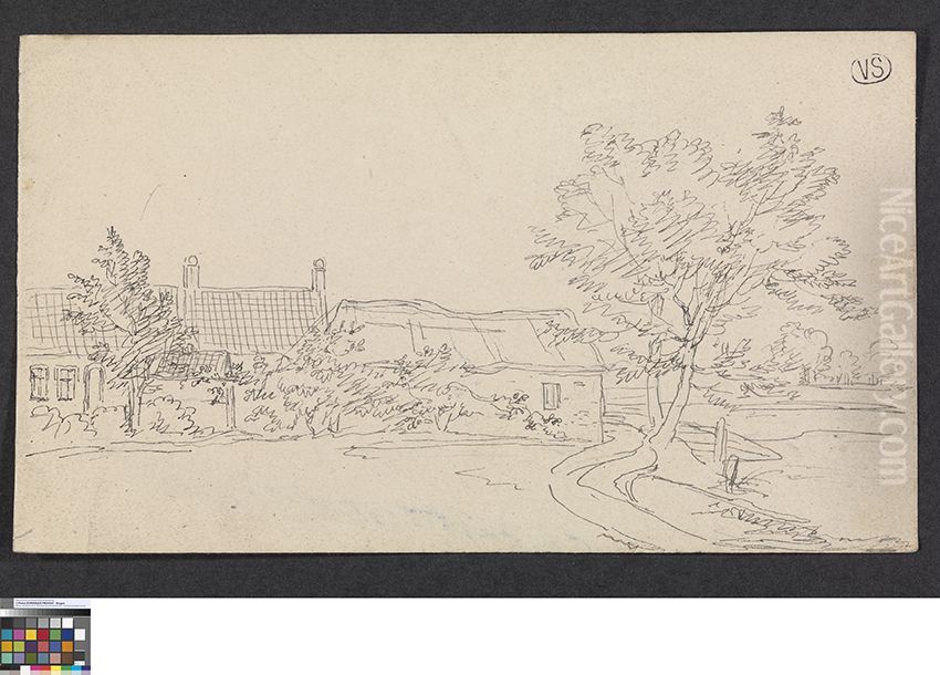 Landschap met hoeve Oil Painting by Pieter-Frans De Noter