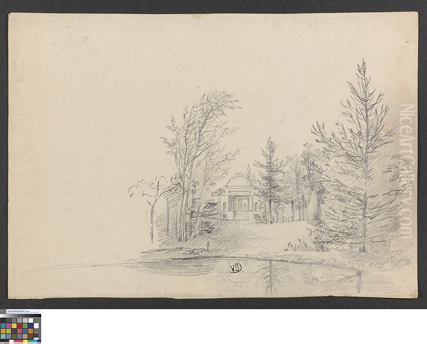 Paviljoen in een park Oil Painting by Pieter-Frans De Noter