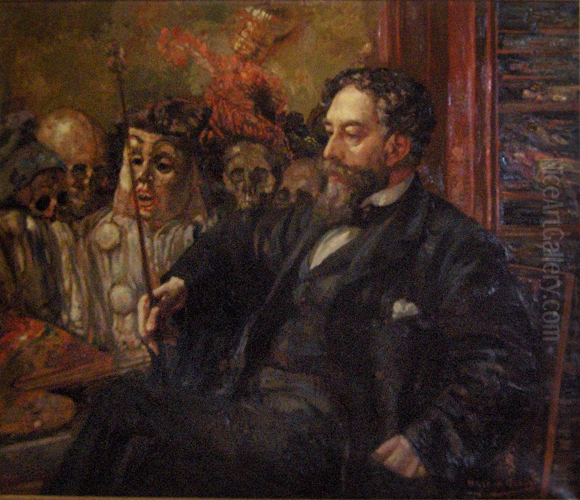 Portrait of James Ensor Oil Painting by Henry de Groux