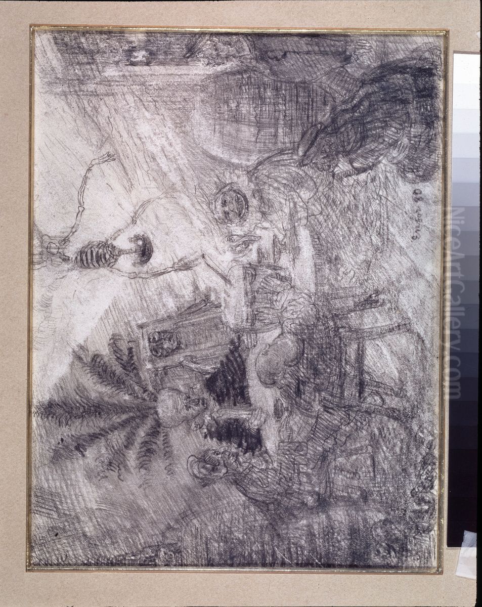 King Pest Oil Painting by James Ensor