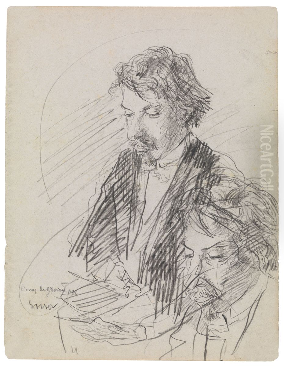 Portrait of the Artist Henry de Groux Oil Painting by James Ensor