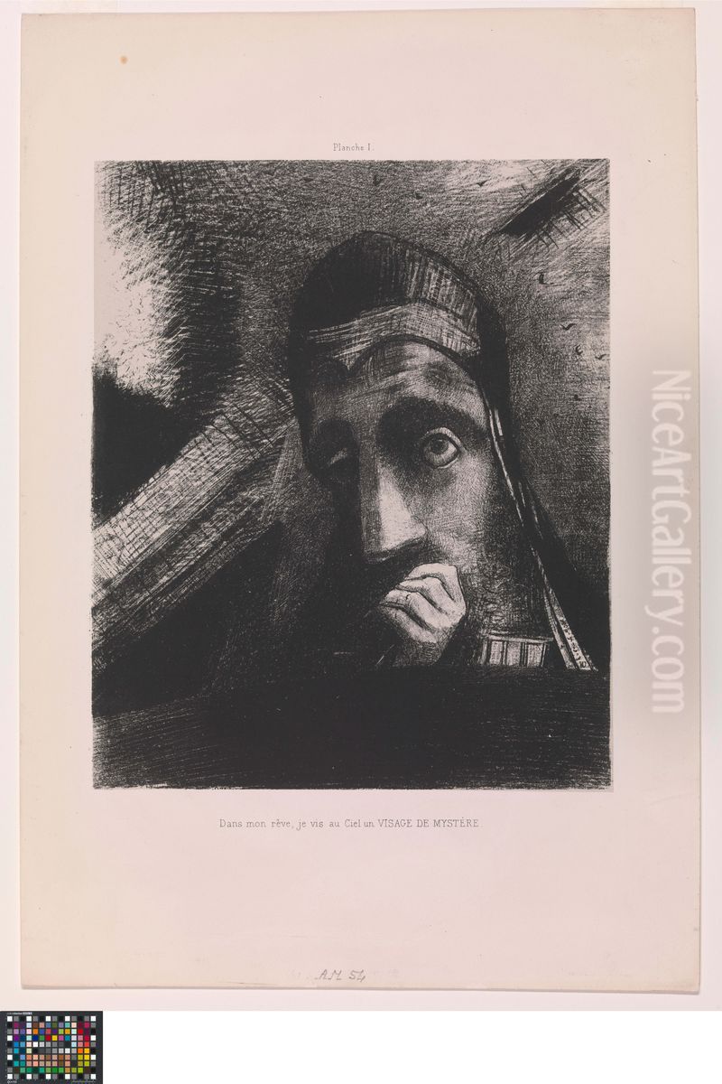 Dans mon reve, je vis au ciel un visage de mystere [In mijn droom zag ik aan de hemel een mysterieus gezicht], uit de reeks Hommage a Goya.  6 lithographies par Odilon Redon Oil Painting by Odilon Redon