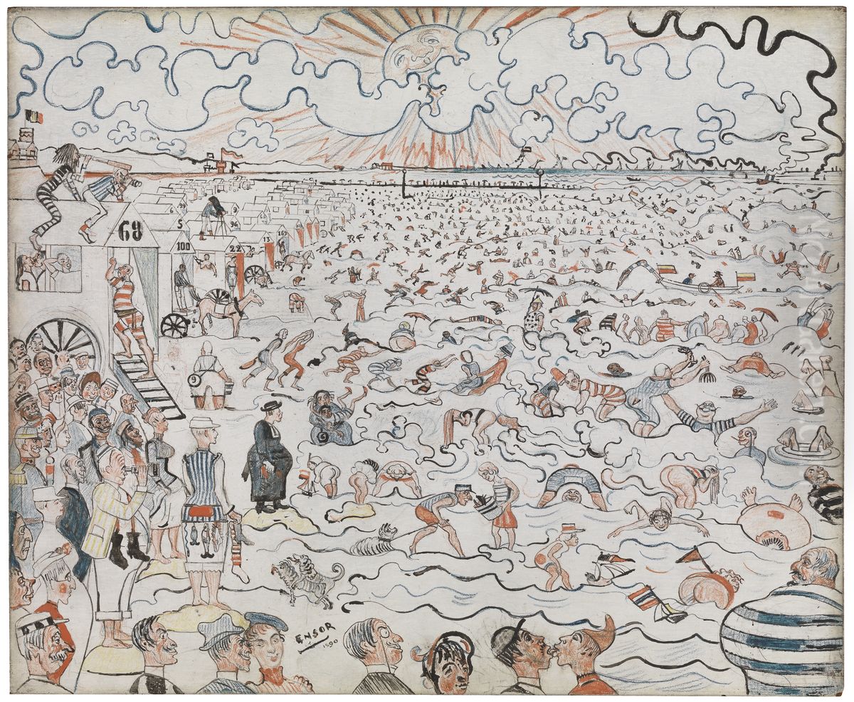 The Baths at Ostend Oil Painting by James Ensor