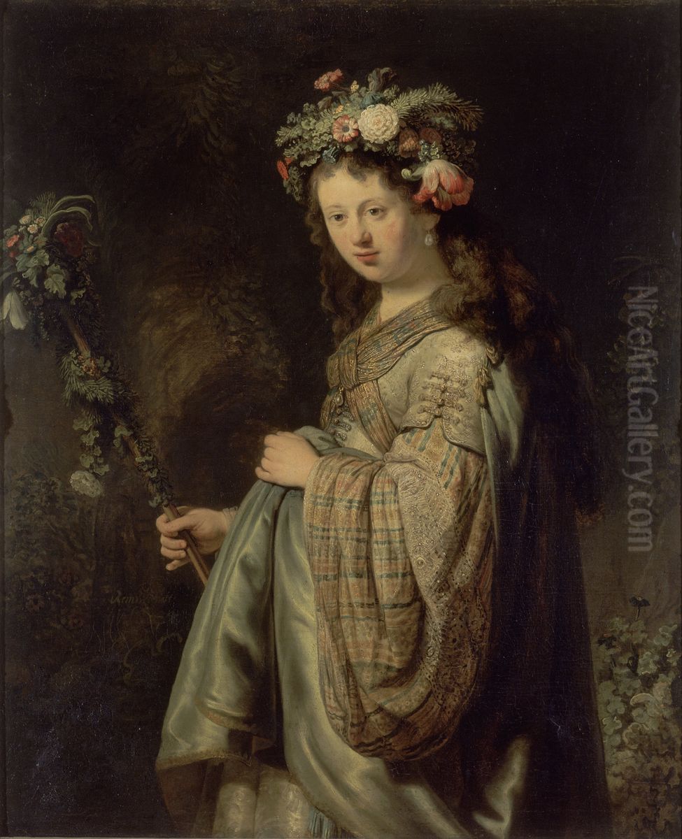 Flora Oil Painting by Rembrandt