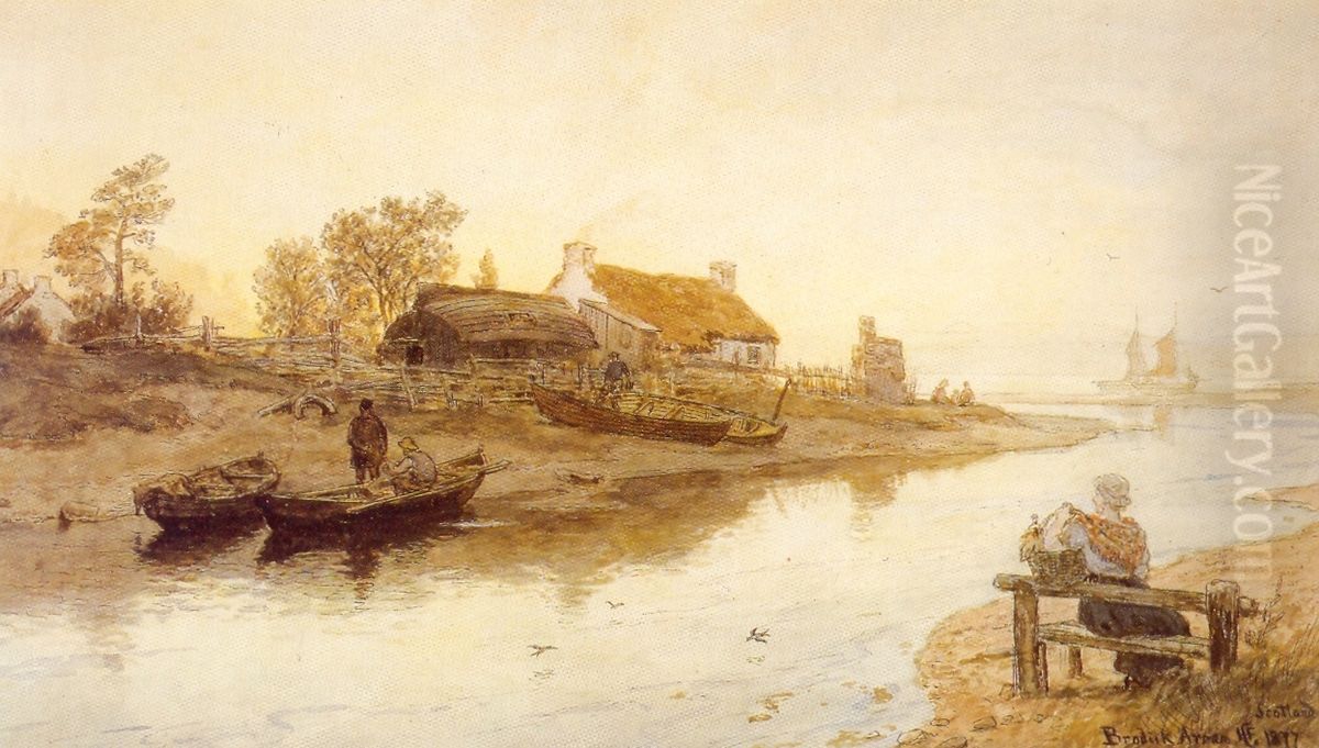 Elvemunning ved Brodick, Arran, Skottland Oil Painting by Hans Gude