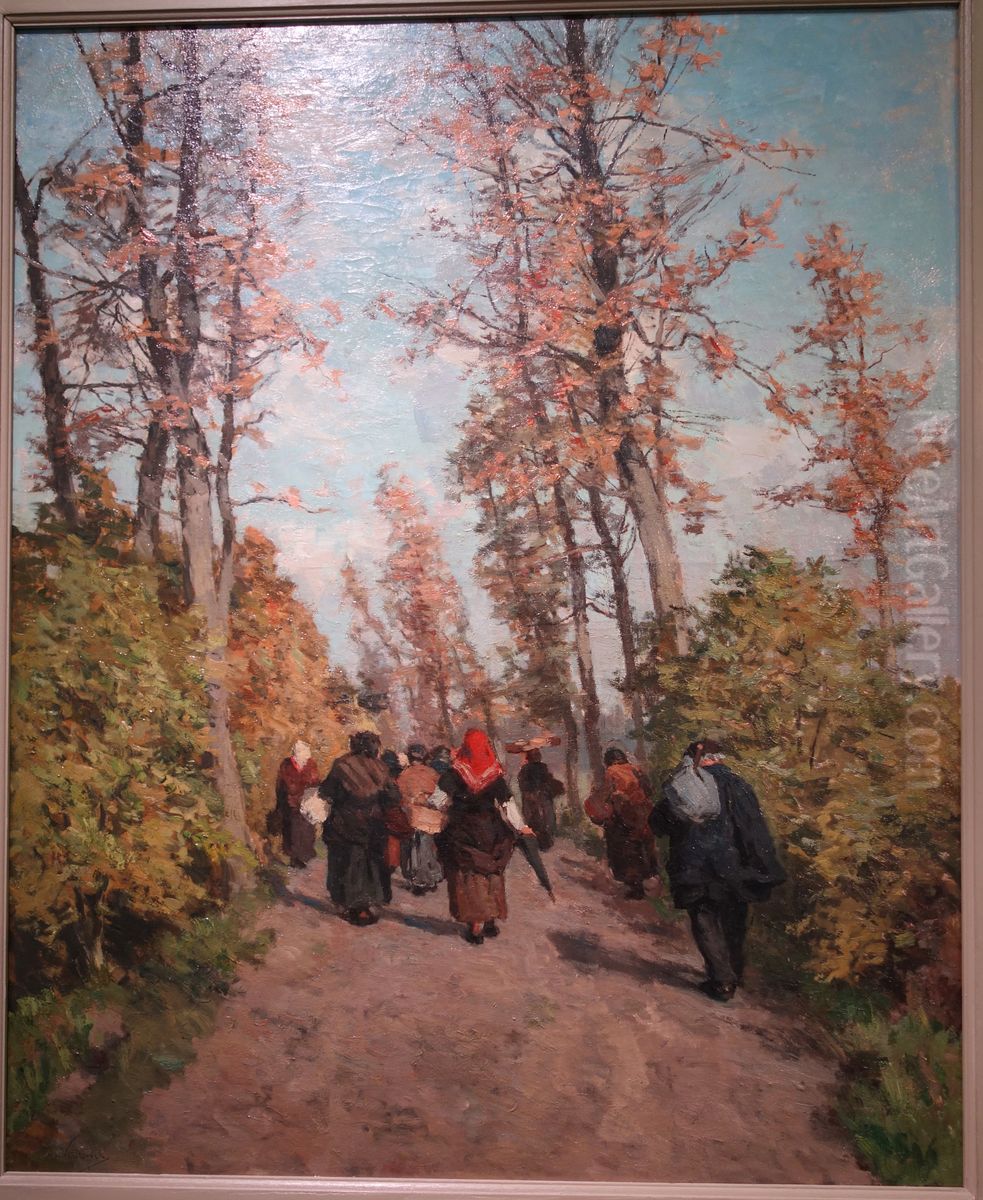 Terug van de markt Oil Painting by Isidore Verheyden