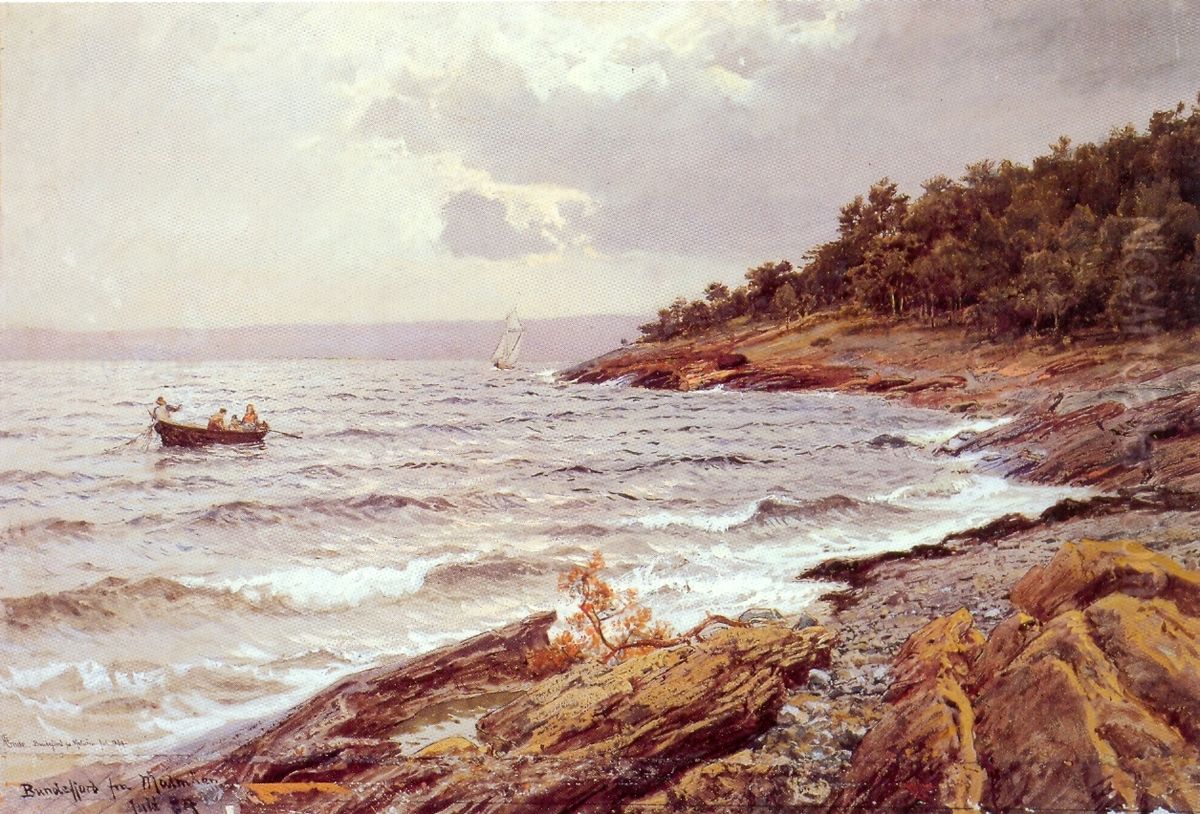 View of The Bunne Fjord from Malmoya Oil Painting by Hans Gude