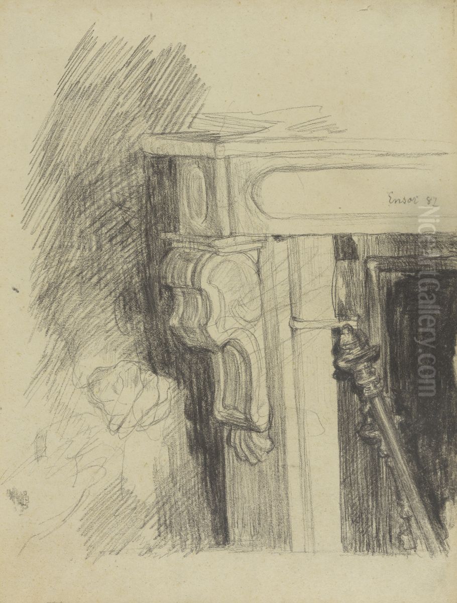 Schouw en handen Oil Painting by James Ensor