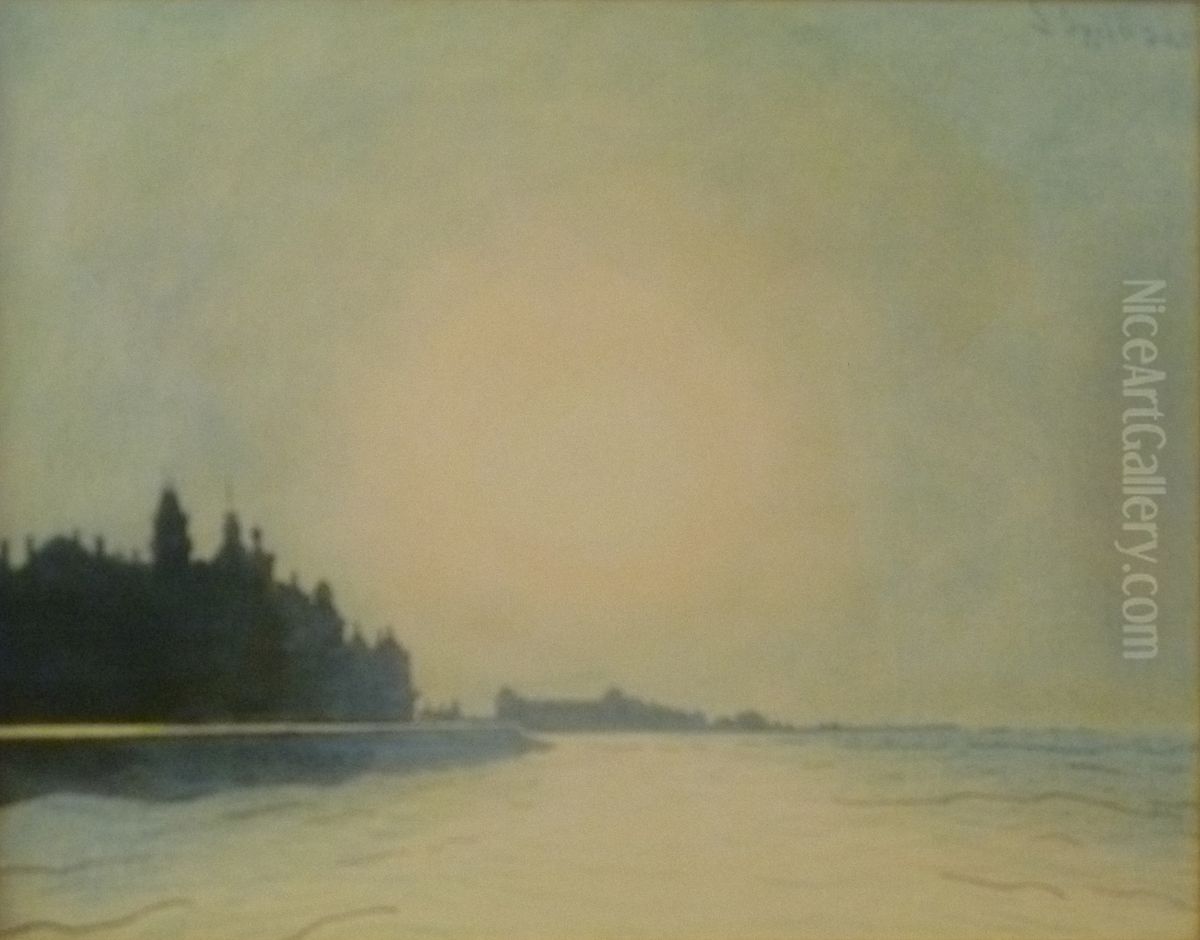 De zeedijk te Oostende van op het staketsel gezien Oil Painting by Leon Spilliaert