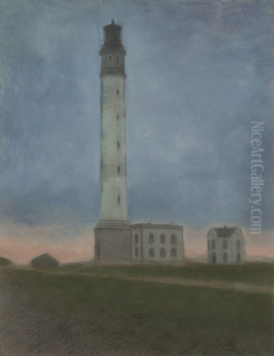 De vuurtoren van Oostende bij zonsopgang Oil Painting by Leon Spilliaert