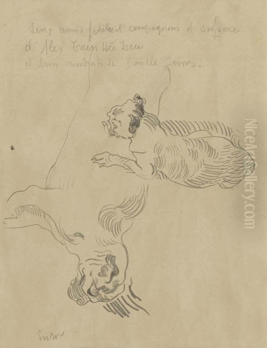 Twee honden Oil Painting by James Ensor