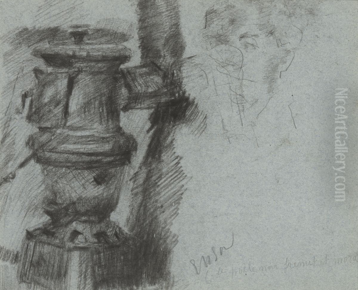 Kachel en figuren (recto) Oil Painting by James Ensor