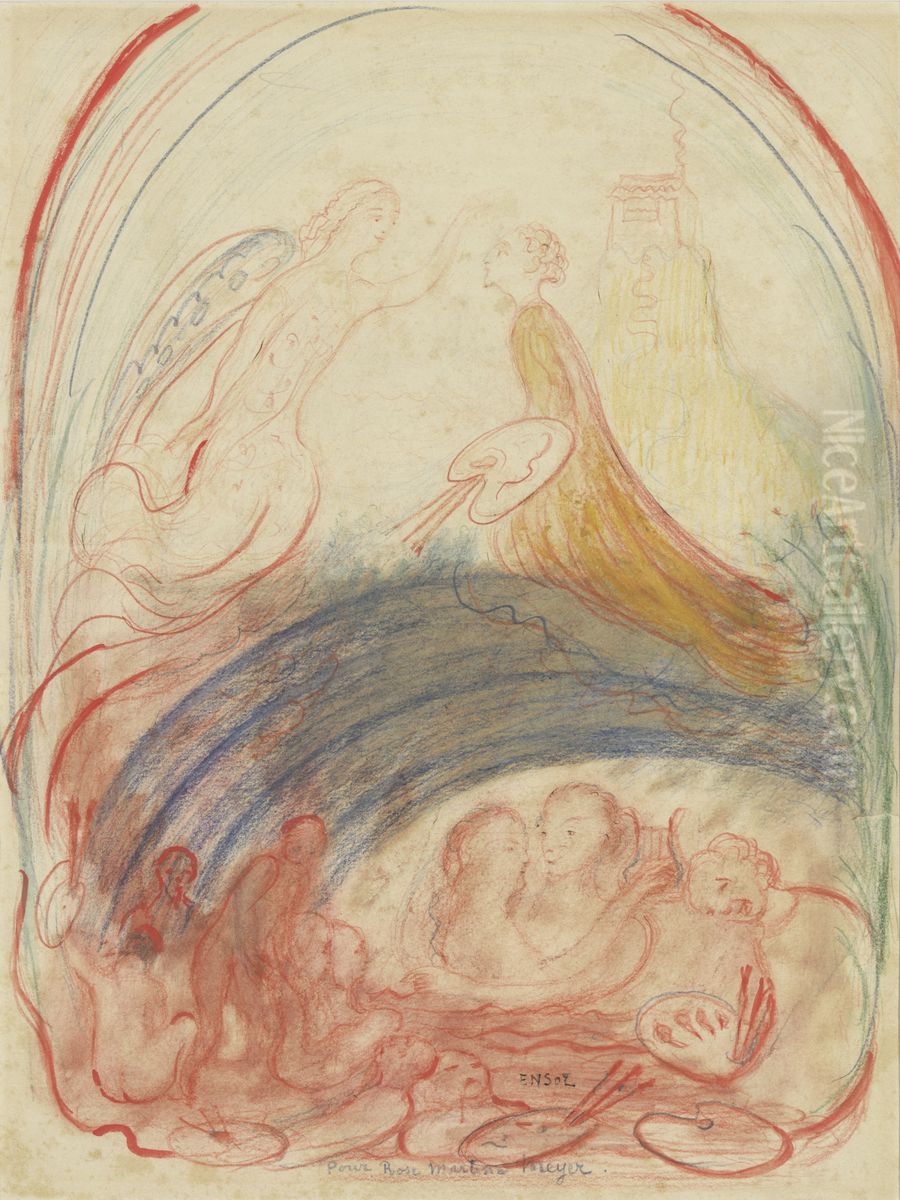 Ensor en zijn muze Oil Painting by James Ensor