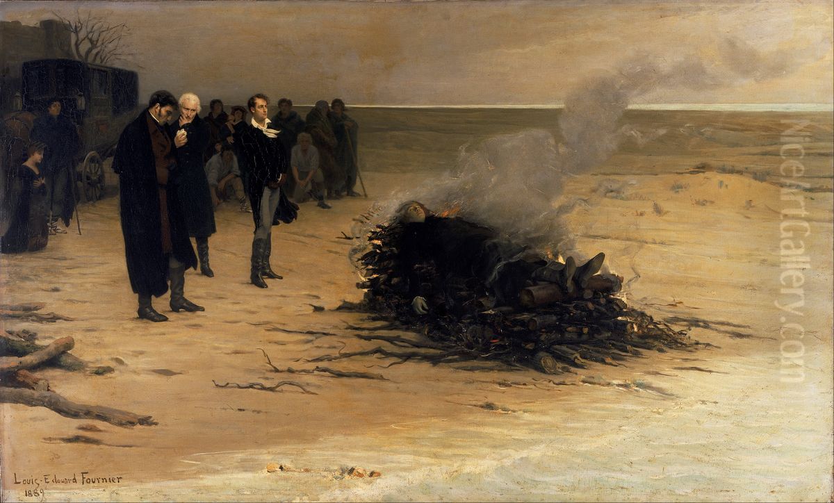 The Funeral of Shelley Oil Painting by Louis Edouard Fournier