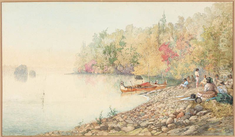 Encampment of Voyageurs Oil Painting by Frances Anne Hopkins