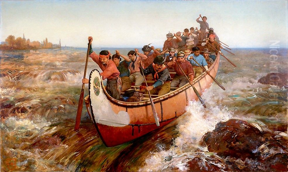 Shooting the Rapids (Quebec) Oil Painting by Frances Anne Hopkins