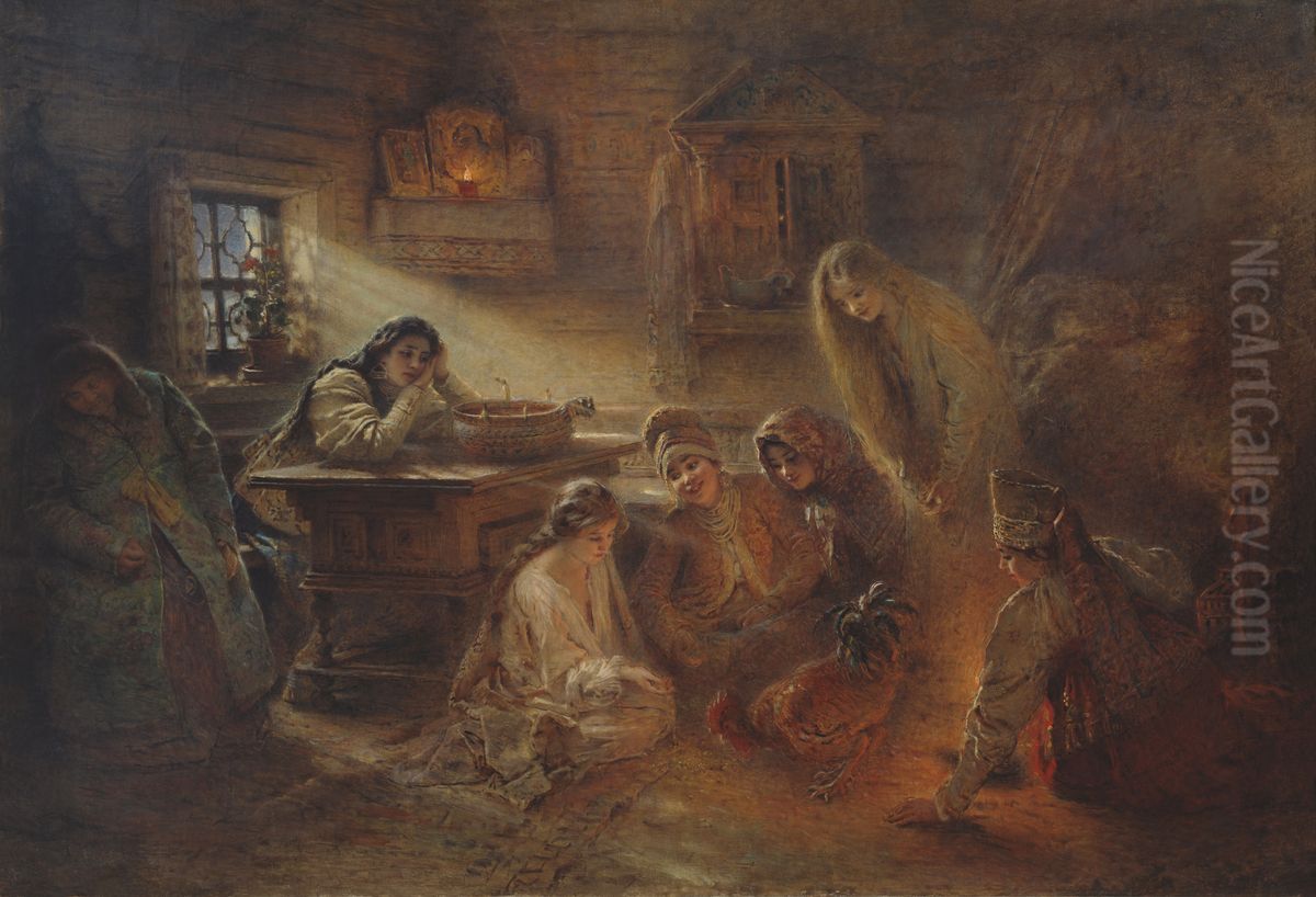 Christmastide Divination Oil Painting by Konstantin Makovsky