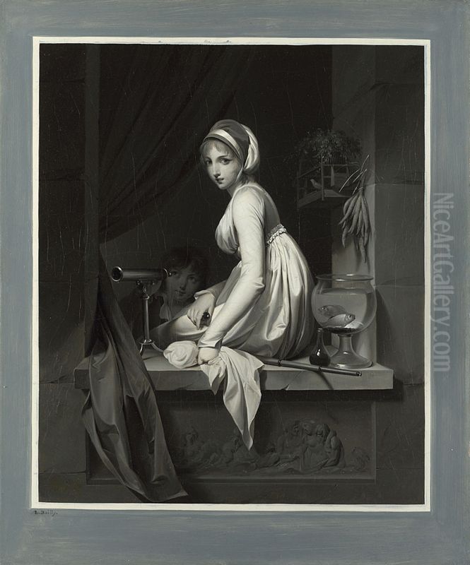 A Girl at a Window Oil Painting by Louis-Leopold Boilly