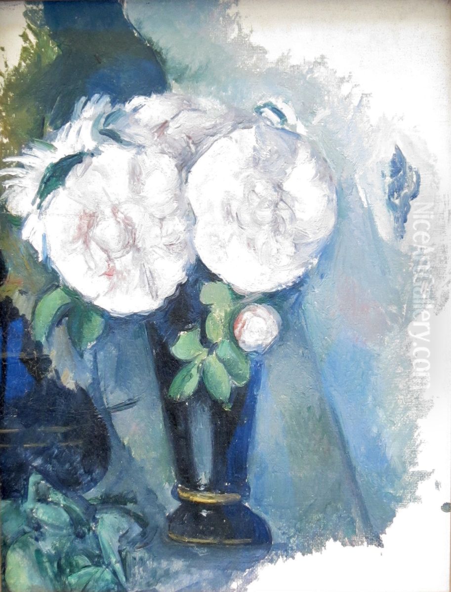 Le vase bleu sombre Oil Painting by Paul Cezanne