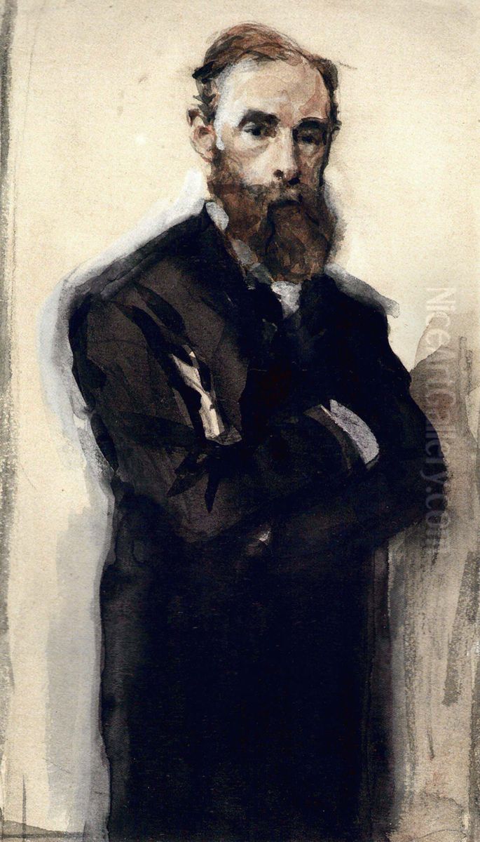 Portrait ofPavel Tretyakov Oil Painting by Valentin Serov