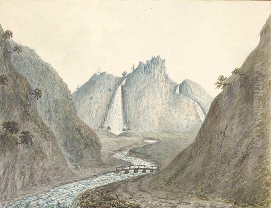 Aber Waterfall Oil Painting by John Ingleby