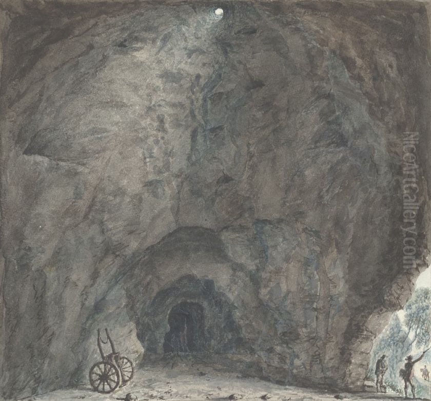 Inside of the cave, Llanarmon, Oil Painting by John Ingleby