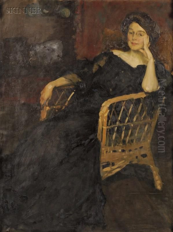 Portrait Of A Seated Woman Oil Painting by Claudio Castelucho