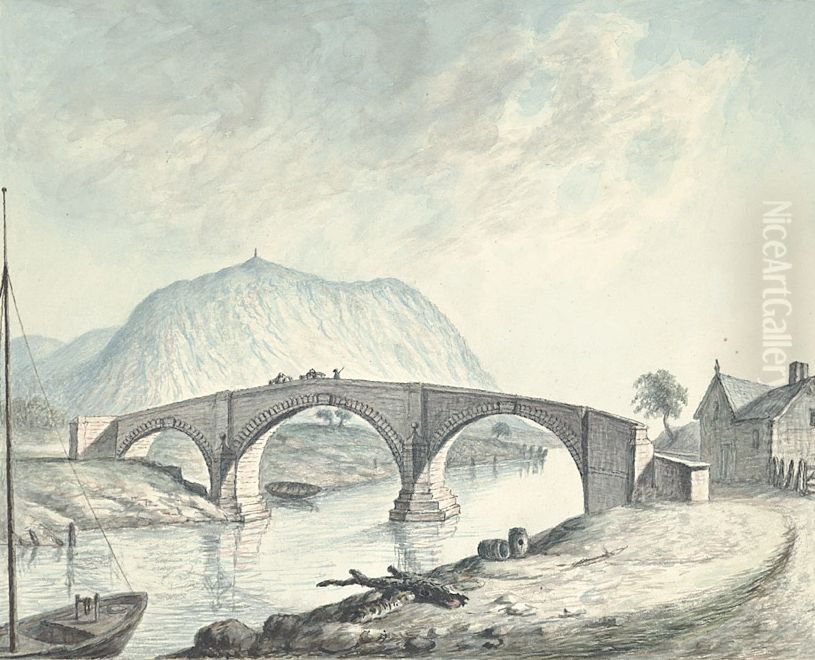 Llandreinio Bridge and Rodney's Pillar Oil Painting by John Ingleby