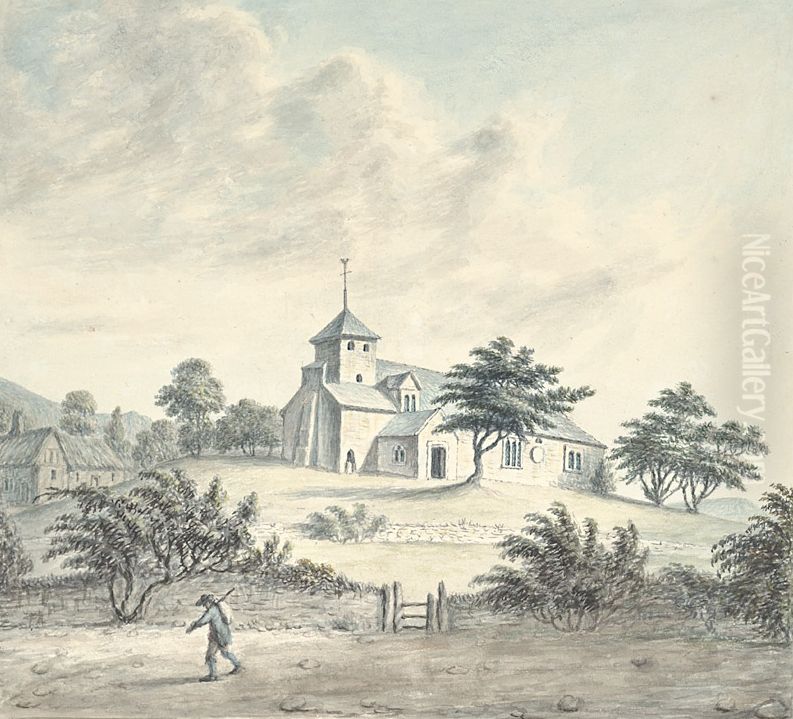 Llanwynog near Newtown Oil Painting by John Ingleby