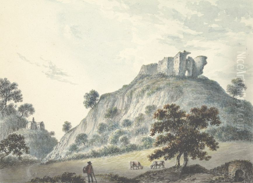 South aspect of Caergwrle Castle Oil Painting by John Ingleby
