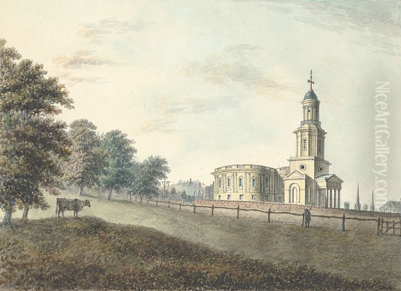 St. Chad's new church, Shrewsbury Oil Painting by John Ingleby