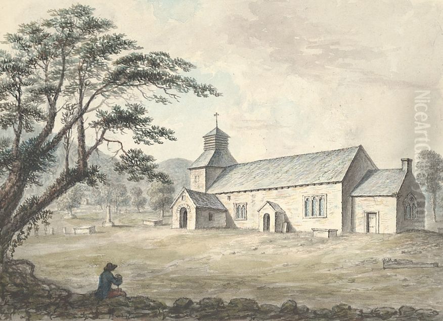 St. Monacella, or, Pennant Melangell Church Oil Painting by John Ingleby