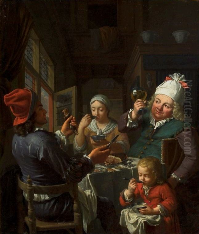 Gourmands. Oil Painting by Krzysztof Lubieniecki