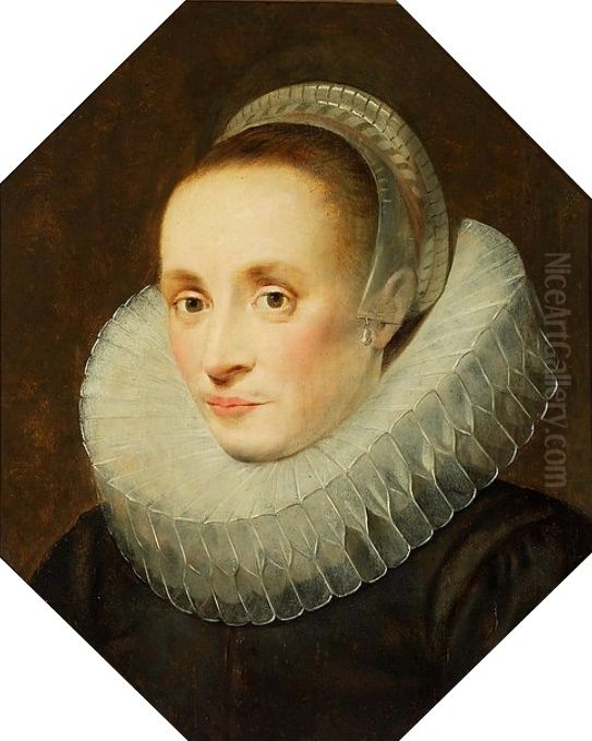 Portret damy (Margaretha de Vos, zona Fransa Snydersa?) Oil Painting by Cornelis De Vos