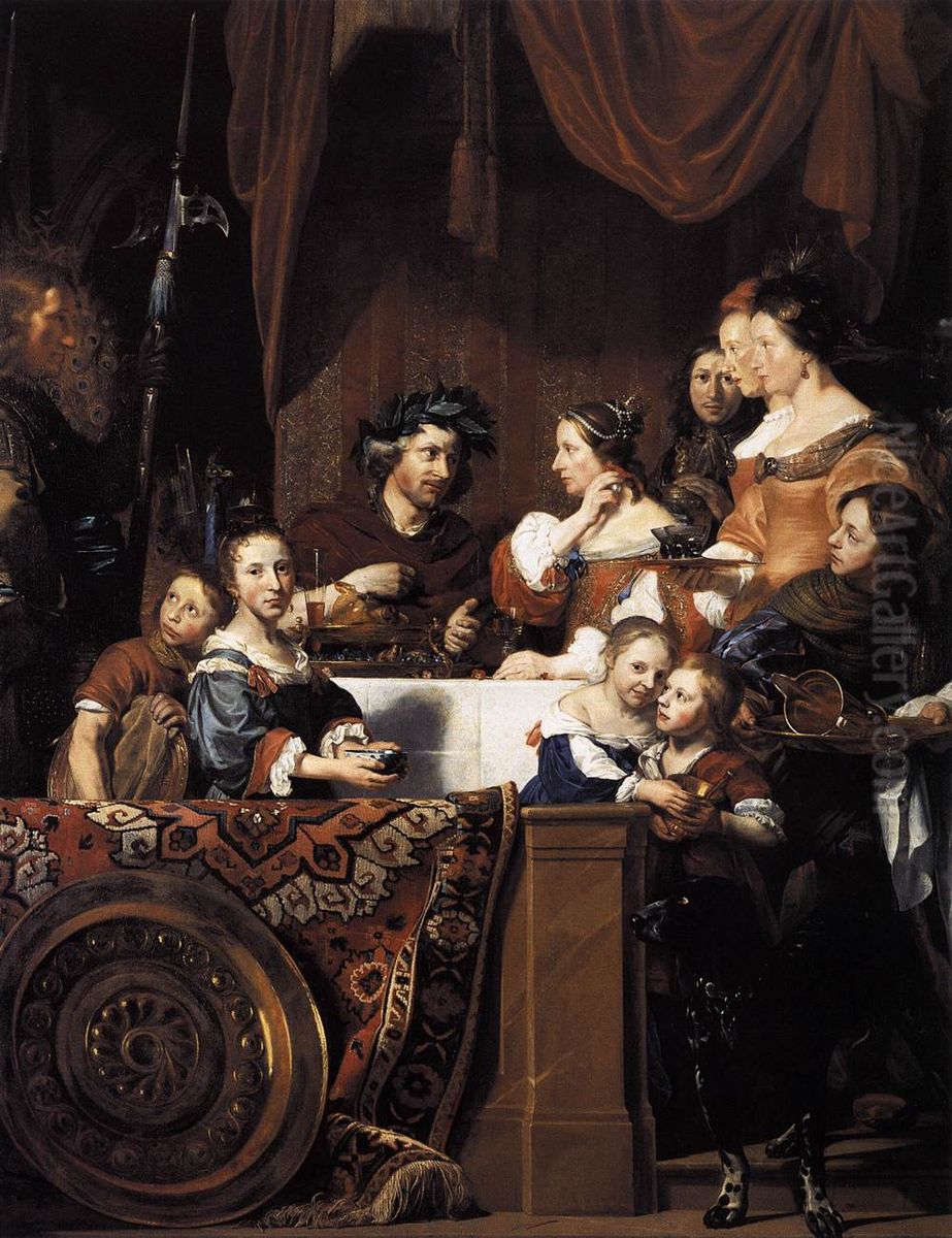 The de Bray Family (The Banquet of Antony and Cleopatra) Oil Painting by Jan De Bray